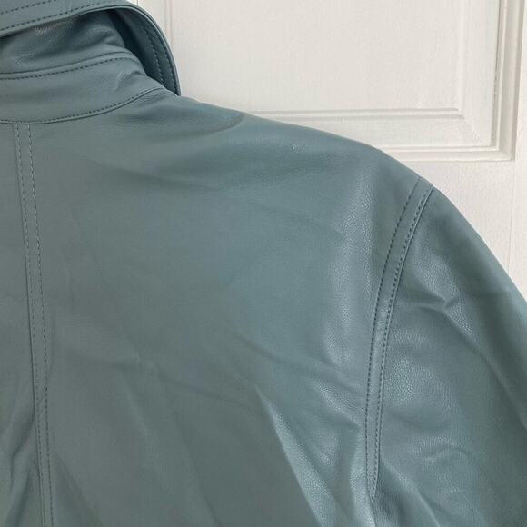 7 For All Mankind Faux Leather Button Down Shirt Collar Dress Blue Tuckernuck XS - Picture 7 of 8